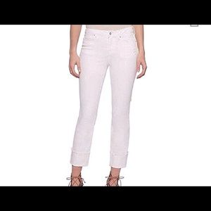 JESSICA SIMPSON mid rise straight cuff. White jeans